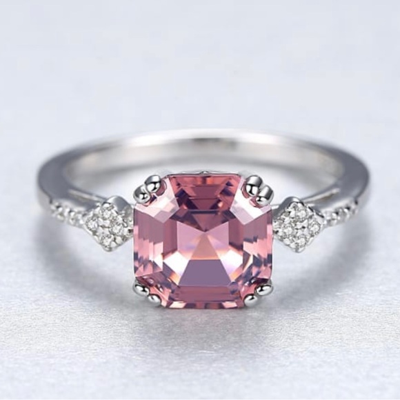 Solid Sterling Silver 2Ct Morganite Ring - Picture 1 of 5